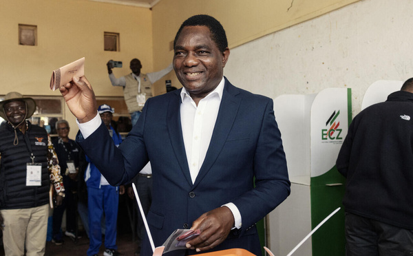 Zambie : Hakainde Hichilema réélu dès le premier tour avec 60 % des voix