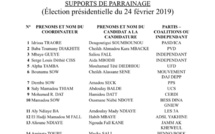 Élection présidentielle du 24 février 2019 : La liste des Coordinateurs ayant retirés les supports de parrainage (DOCUMENT)