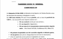 SÉNÉGAL : 71 nouveaux cas testés positifs au coronavirus, 40 nouveaux guéris et 12 cas graves en réanimation.