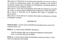 Urgent - DÉCRET PROROGEANT L'ANNEE SCOLAIRE 2019/2020