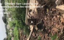 Vidéo - Cimetière Saint Lazare: Le mur s'effondre sous l'effet des rafales de vent et de la pluie