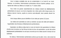 Prisons du Sénégal : L’Administration pénitentiaire autorise la reprise des visites aux détenus à partir du 1er Octobre 2020. (DOCUMENT)