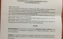 CESE : Idy met fin aux fonctions du DRH et du DAF (documents)