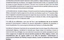 Coronavirus- La réaction de l'église catholique Sénégalaise suite à l'arrêté du ministre de l'Intérieur Antoine Diom
