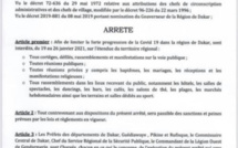 L’état d’urgence assorti d’un couvre-feu prorogé à Dakar : Le Gouverneur corse les mesures. (DOCUMENT)