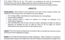 Couvre-feu: L'arrêté du Gouverneur de Dakar (Document)