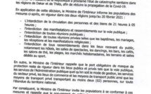 Sénégal : L’état de catastrophe assorti d'un couvre feu prorogé jusqu’au 20 février (MINISTRE DE L’INTÉRIEUR)