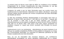 Elections locales 2022 : La révision exceptionnelle des listes électorales va se dérouler du 31 juillet au 14 septembre 2021. (Décret)
