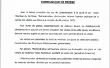 URGENT- Reprise des visites aux détenus à compter du 6 Ocotobre 2021 (Communiqué)