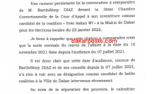 Polémique suite à la convocation de Barthélémy Dias devant le juge de la Cour d'Appel, mercredi 10 novembre 2021- La mise au point du Procureur Général, Lansana Diaby