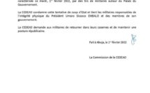 La Cedeao condamne la tentative de coup d'État à Bissau