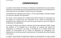 Législatives: "Yewwi" confiante pour ses listes "proportionnelle" et "nationale", demande aux autorités de prononcer l'irrecevabilité de celle de Benno