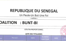 Législatives du 31 Juillet prochain - Les détails de la liste Bunt Bi