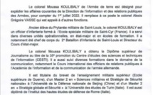 Communication de l'armée : Le colonel Moussa Coulibaly prend les commandes de la DIRPA.