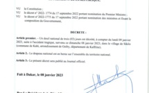 Accident mortel à Kaffrine : Le Président de la République a signé le décret n° 2023-121 déclarant un deuil national de trois (03) jours