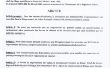 Dakar : Le gouverneur interdit la circulation de motocyclettes et cyclomoteurs ce mardi de 06h du matin à minuit