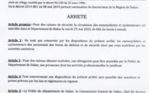 [Document] La circulation des motocyclettes interdite jusqu’à demain mardi