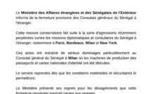 Le Sénégal ferme ses consulats à l’étranger jusqu’à nouvel ordre