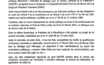 LE DÉCRET ABROGEANT LE DÉCRET PORTANT DISSOLUTION DE PASTEF EST SIGNÉ LE 27 MARS 2024 PAR MACKY SALL.