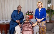 La toute Première Dame de Côte d’Ivoire, Thérèse Houphouët-Boigny a reçu hier le couple présidentiel