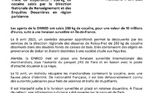  France: la douane saisit 250 kg de cocaïne en provenance de Dakar
