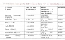 Élection FSF : la liste définitive des candidats dévoilée (OFFICIEL)
