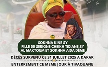 Tivaouane endeuillée- Sokhna Kiné Sy, fille de Serigne Cheikh Tidiane Sy Al Maktoum, n'est plus !