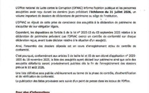 Transparence publique : L'Office National de Lutte contre la Fraude et la Corruption s’apprête à dévoiler les listes d’assujettis