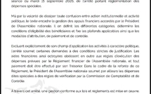 Traçabilité des fonds de l'Assemblée : Le nouveau règlement qui exclut l’activité politique des aides financières